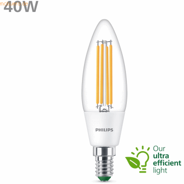 Signify Philips Classic LED-A-Label Lampe 40W E14 Warmweiß klar Kerze