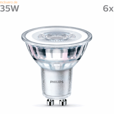 Signify Philips LED classic Lampe 35W GU10 Kaltweiß 275lm Silber 6er P