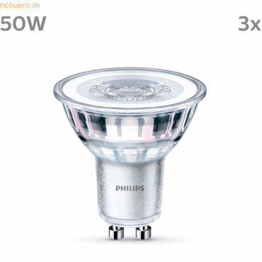 8719514451537 - Philips LED classic Lampe 50W GU10 Kaltweiß 390lm Silber 3er P