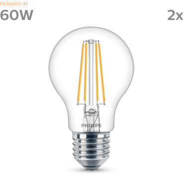 8719514450912 - Philips LED classic Lampe 60W E27 neutralweiß 850lm klar 2er P 8719514450912 - Philips LED classic Lampe 60W E27 neutralweiß 850lm klar 2er P