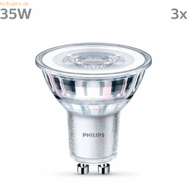 8719514455016 - Philips LED classic Lampe 35W GU10 Warmweiß 255lm Silber 3er P 8719514455016 - Philips LED classic Lampe 35W GU10 Warmweiß 255lm Silber 3er P