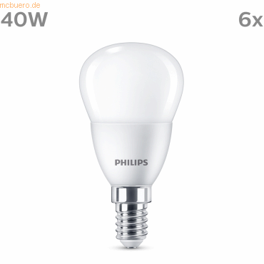 8719514459519 - Led Tropfenlampe mit 40W E14 Sockel Matt Warmwhite (2700K) 6er Pack (929003546596) - Philips