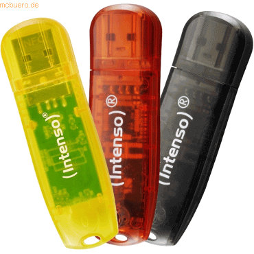 4034303031924 - Rainbow Line - USB-Flash-Laufwerk - 32 GB - USB 20 - Schwarz Gelb Rot (Packung mit 3)