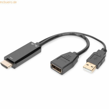 4016032481102 - DisplayPort   HDMI   USB Anschlusskabel DisplayPort Buchse HDMI-A Stecker USB-A Stecker 02 m Schwarz AK-330101-002-S vergoldete Steckkontakte