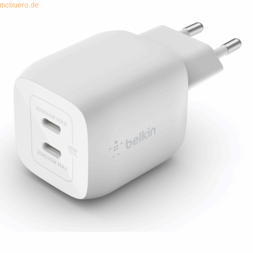 Belkin Belkin 45W Dual USB-C GaN Ladegerät Power Deliver, PPS, white