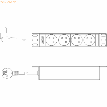 4016032482000 - DIGITUS 10- Steckdosenleiste mit Aluminiumprofil4-fach CEE7 5