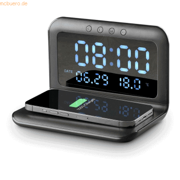 8018080448676 - CELLULAR LINE Smart Clock Wireless induktive Ladestation mit Wecker Universal Schwarz