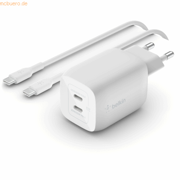 Belkin Belkin 65W Dual USB-C GaN Ladegerät mit PD und PPS + 2m Kabel