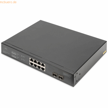 4016032484738 - DIGITUS - 8-Port Gigabit PoE Netzwerkswitch 19 Zoll unmanaged 2 Uplinkports SFP 140 W af at