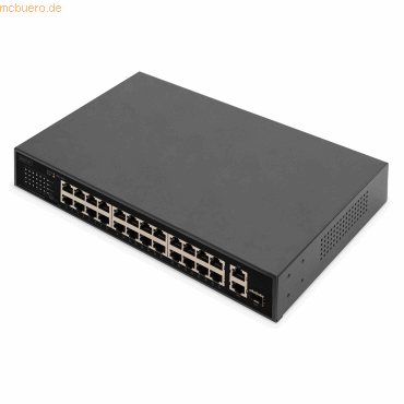 4016032485049 - DIGITUS - 24-Port Fast Ethernet PoE Netzwerkswitch 19 Zoll unmanaged 2+1 Uplink Ports RJ45 + SFP 240 W af at