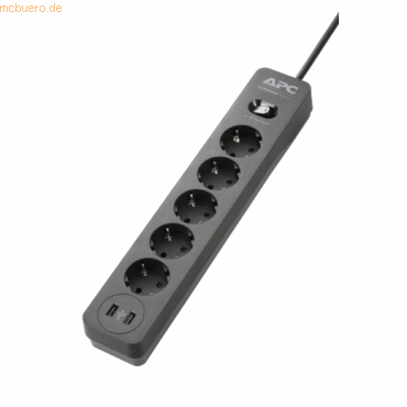 Schneider Electric APC Essential SurgeArrest 5 Outlet 2 USB Ports Blac