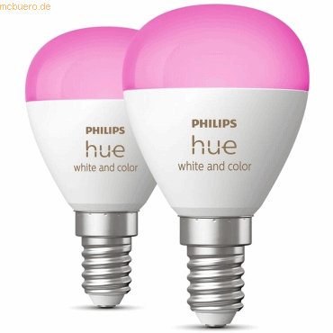 Signify Philips Hue White&Col. Amb. E14 Luster Tropf Doppelpack 470lm.