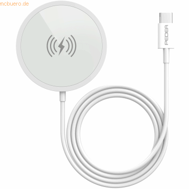 4048466958875 - PEDEA PEDEA Wireless magnetic Charging Pad 15W - USB-C silber weiß