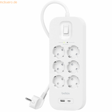 Belkin Belkin Surge Plus Steckdosenleiste 6-Fach, 18W 2m Kabel