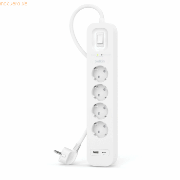 Belkin Belkin Surge Plus Steckdosenleiste 4-Fach, 18W 2m Kabel