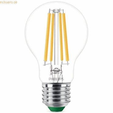 8720169187658 - Ultra Efficient led Filament Lampe ersetzt 60W E27 Birne - A60 4W 840lm 2700K Einerpack - transparent - Philips