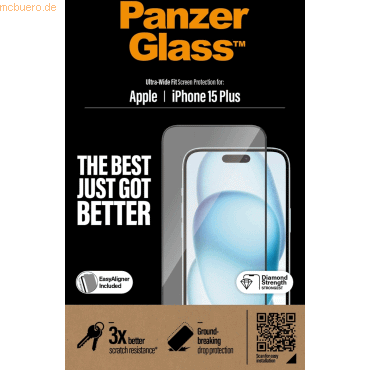 PanzerGlass PanzerGlass iPhone 15 Plus, UWF w. EasyAligner