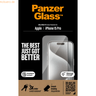 PanzerGlass PanzerGlass iPhone 15 Pro, UWF w. EasyAligner