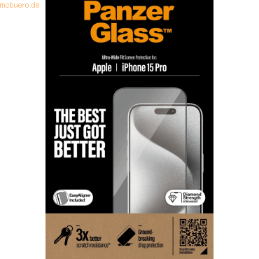 PanzerGlass PanzerGlass iPhone 15 Pro, UWF w. EasyAligner