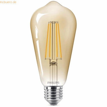 8720169191235 - Vintage led Filament Lampe ersetzt 40W E27 ST64 Edisonform 7W 470lm 1800K Einerpack - yellow - Philips