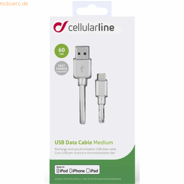 8018080268830 - Cellularline Lade- und Datenkabel 60cm USB Type-A auf Apple Lightning