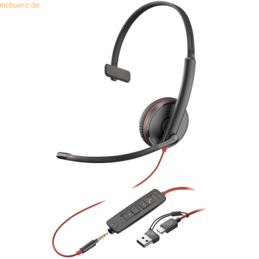 Hewlett Packard Poly Headset Blackwire C3215 Mono USB-C/A & 3,5 mm