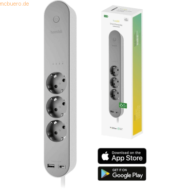 8721022290300 - Smart Power Strip 3-way Grey USB-C & USB-A
