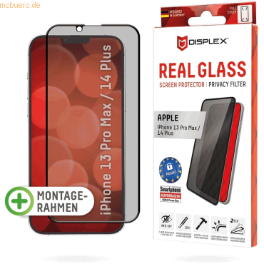 4028778118235 - 0 DISPLEX Privacy Panzerglas (10H) für Apple iPhone 13 Pro Max 14 Plus Eco-Montagerahmen Privacy Filter