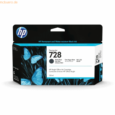 Hewlett Packard HP 728 Mattschwarz DesignJet-Tintenpatrone, 130 ml