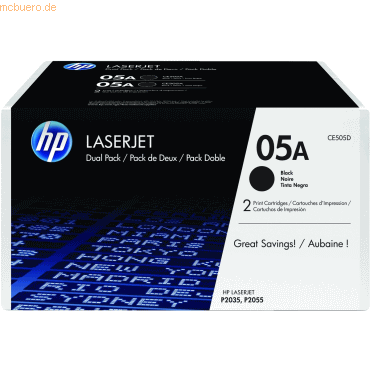 Hewlett Packard HP 05A 2er-Pack Schwarz Original LaserJet Tonerkartusc