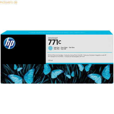 Hewlett Packard HP 771C Cyan hell DesignJet Druckerpatrone, 775 ml