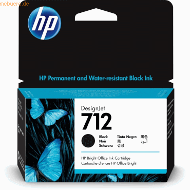 Hewlett Packard HP 712 Schwarz DesignJet Druckerpatrone, 38 ml