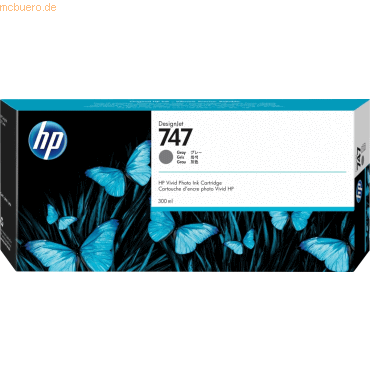 Hewlett Packard HP 747 Grau DesignJet Tintenpatrone, 300 ml