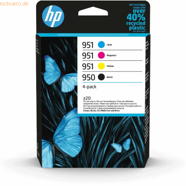 Hewlett Packard HP 950 Schw./951 Cyan/Magenta/Gelb Druckerpa., 4er-Pac