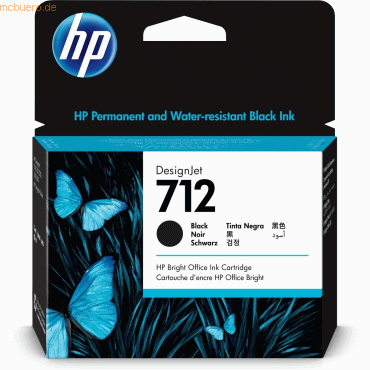 Hewlett Packard HP 712 Schwarz DesignJet Druckerpatrone, 80 ml