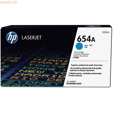 Hewlett Packard HP 654A Cyan Original LaserJet Tonerkartusche