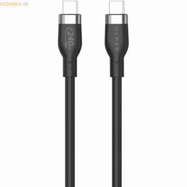 6941921149536 - Hyper® HyperJuice 240W Silikon USB-C zu USB-C Kabel (6ft 2m) - Schwarz