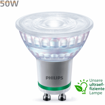 Signify Philips Classic LED-A-Label Lampe 50W GU10 Klar Warmws 3er P