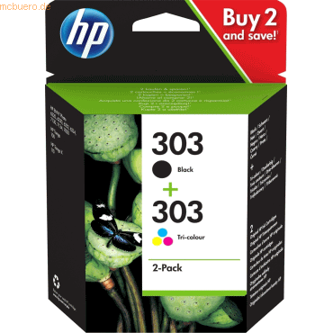 Hewlett Packard HP 303 2er-Pack Schwarz/Cyan/Magenta/Gelb Original Tin