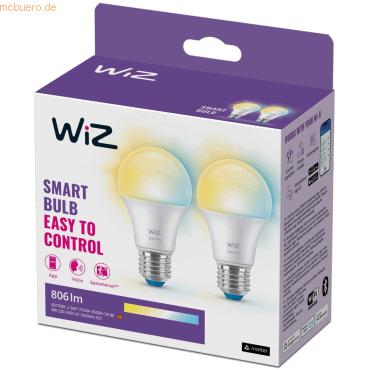 Signify WiZ White Lampe E27 Tunable 60W matt Zweierpack