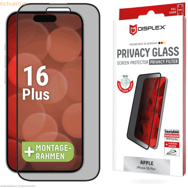 E.V.I. DISPLEX Privacy Glass FC iPhone 16 Plus