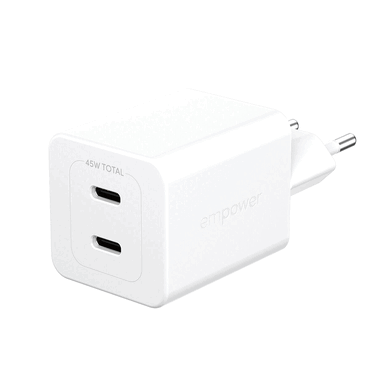 5715685027574 - Turbo 45W Charger incl 2 x USB-C | EU Plug | Silver White