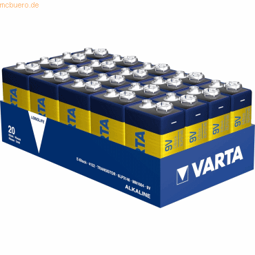 4008496573790 - Longlife Batterie E-Block (9V-Block) 20er (412210111) (0412210111 pack) - Varta