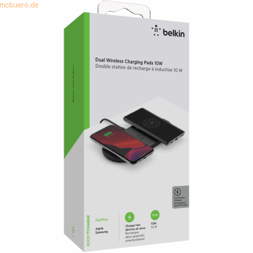 Belkin Belkin 2x 10W Dual Wireless Charging Pad mit Netzteil, schwarz