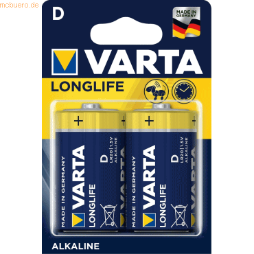4008496810727 - Batterie longlife Mono de d LR20 2St (04120 110 412) - Varta 4008496810727 - Batterie longlife Mono de d LR20 2St (04120 110 412) - Varta