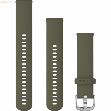 0753759243609 - Quick Release Band - Uhrarmband für Smartwatch - 125 - 218 mm - Moosgrün mit silbernen Teilen - für Approach S40 Forerunner 245 645 Venu vívoactive 3 vívomove 3 HR Luxe Style