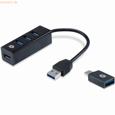 4015867223147 - CONCEPTRONIC USB-Hub 4Port USB30 - USB 30 +USB-C Adapter (HUBBIES04B)