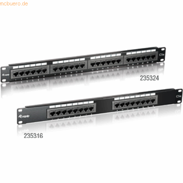 Digital data communication equip 16-Port Patch Panel 19- Cat.5e schwar