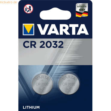 Varta VARTA Knopfzellenbatterie Electronics CR2032 Lithium 2er-Pack