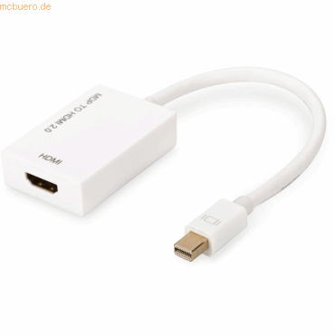 4016032427490 - AK-340416-002-W Mini-DisplayPort   HDMI Adapter [1x Mini-DisplayPort Stecker - 1x HDMI-Buchse] Weiß Geschirmt HDMI-fähig Ultra HD (4k) HDMI High